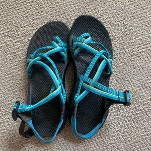 Blue and Green Vibram Chacos